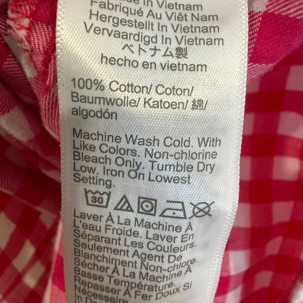 J Crew Pink White Gingham Plaid Button Up Shirt Top XL Reimagined Cotton - Picture 5 of 6